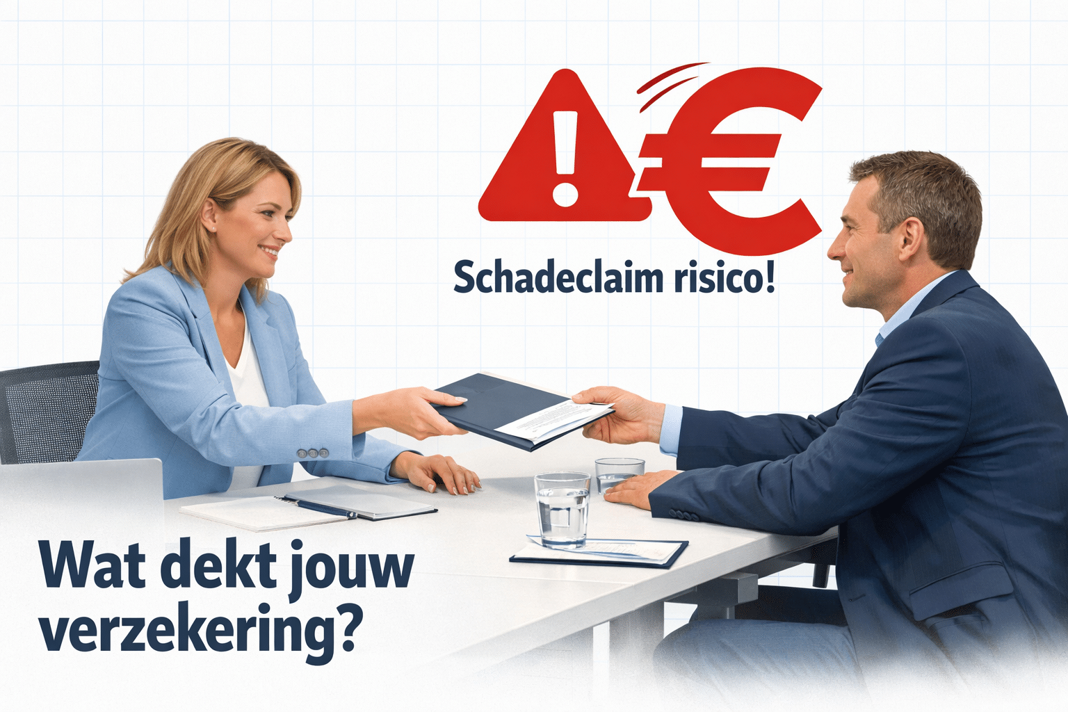 () editorial illustration showing a Dutch ZZP-er freelance consultant handing over a professional report to a client across